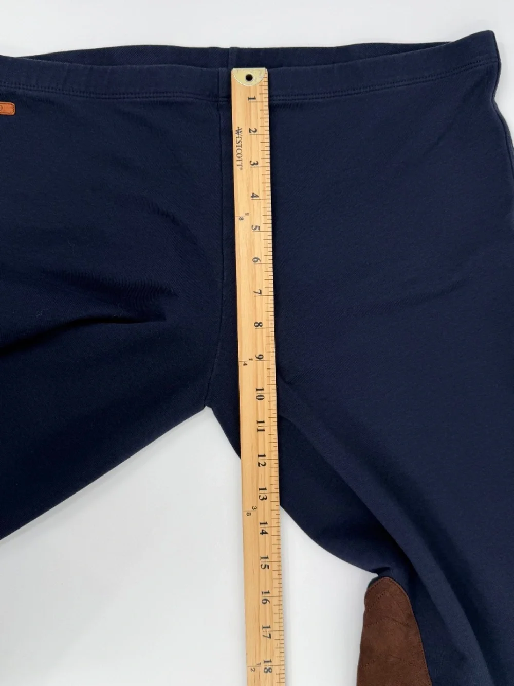 Polo Ralph Lauren Leggings Women XL Blue Equestrian Riding Suede Knee Pull On